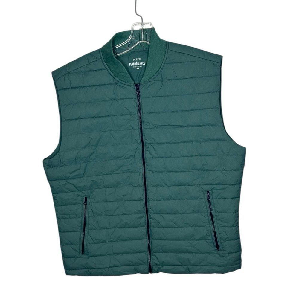 J. Crew  Performance Green Quilted Vest with Stand-Up Collar. Size XL.